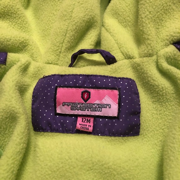❤️ 4/$20 Baby Girl Purple/Lime Green Winter Coat - Picture 3 of 5